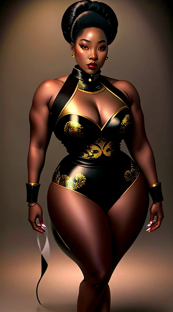 Afric dark black Chun-Li, curvy model