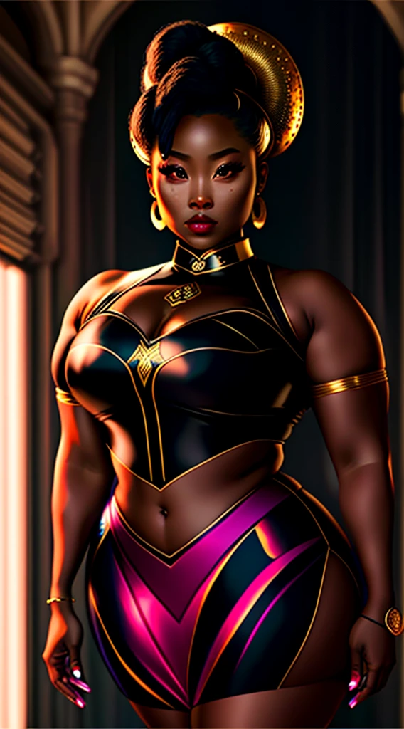 Afric dark black Chun-Li, curvy model