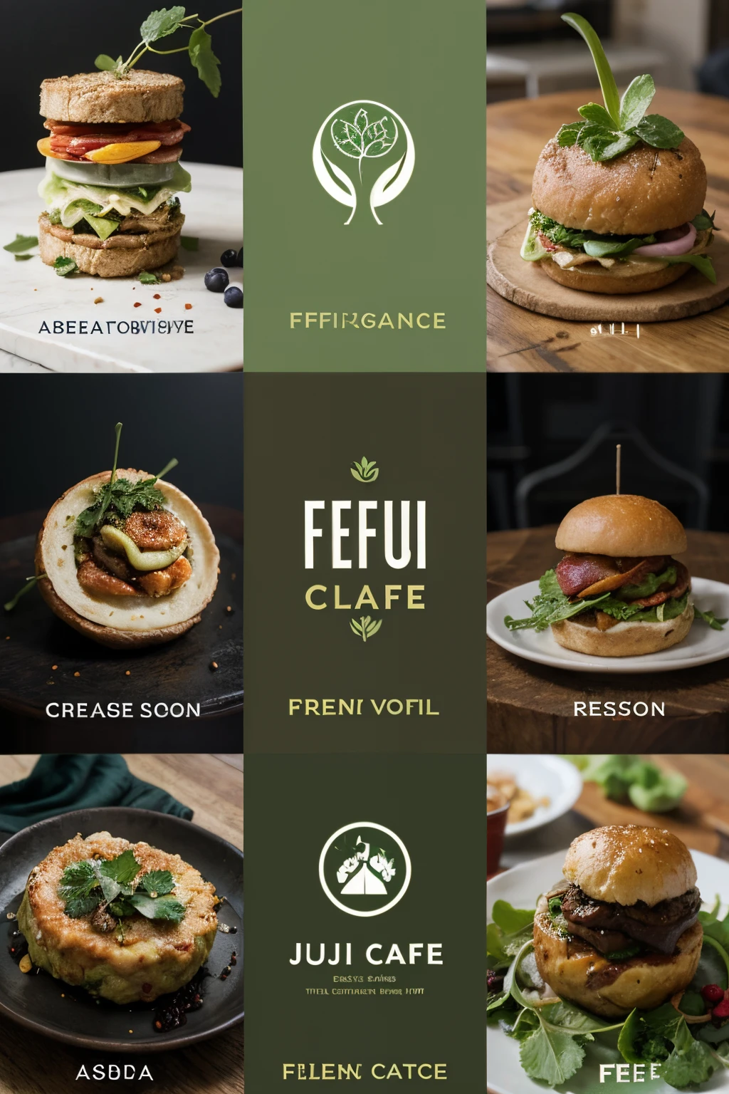 vegan café logo named feijucaju in a greenish color palette