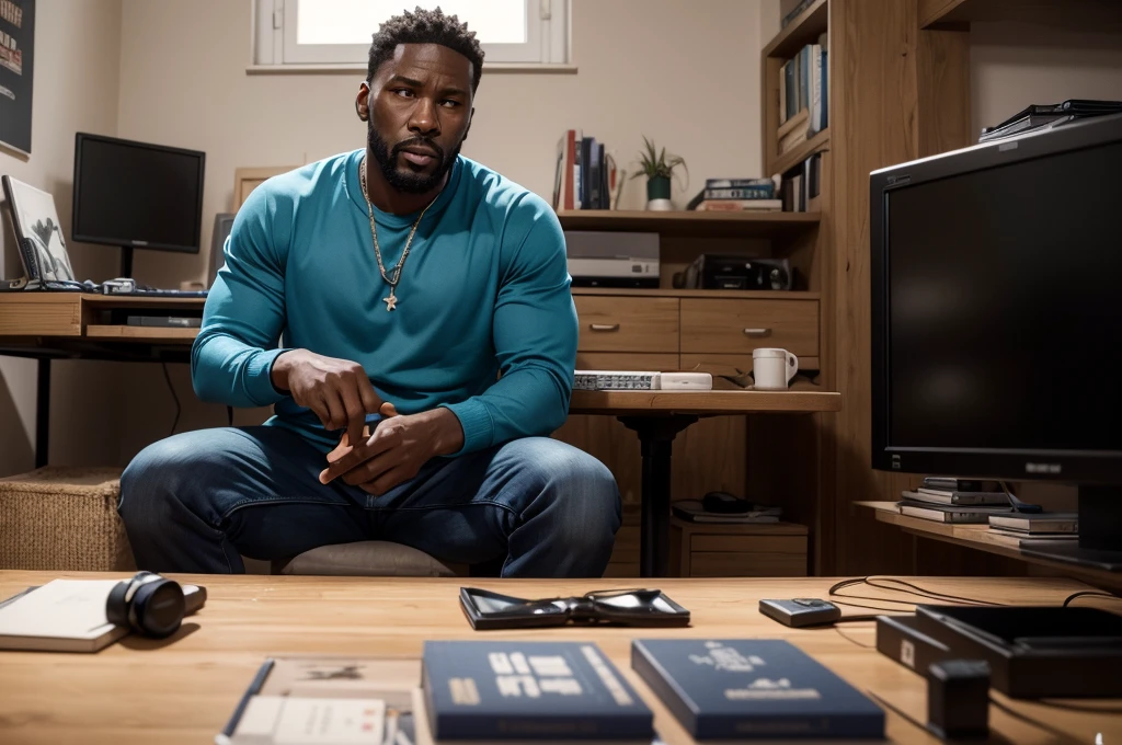Homme dans son setup se filmant un peu comme Yomi Denzel