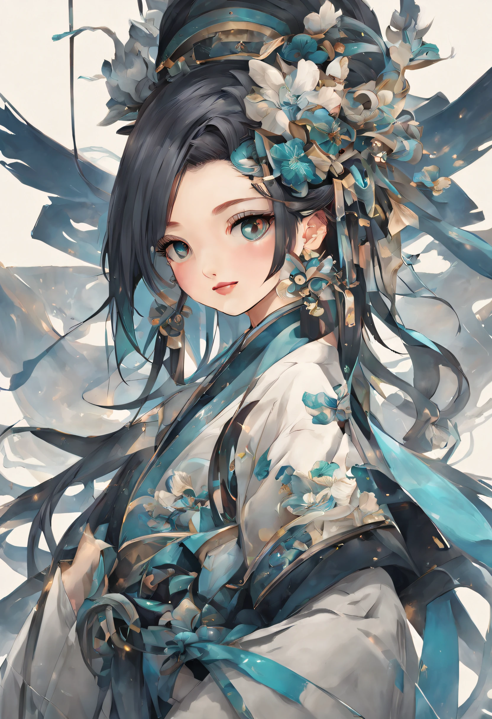 cyber punk personage,ancient china art style,Enchanted smile,The ribbon flutters