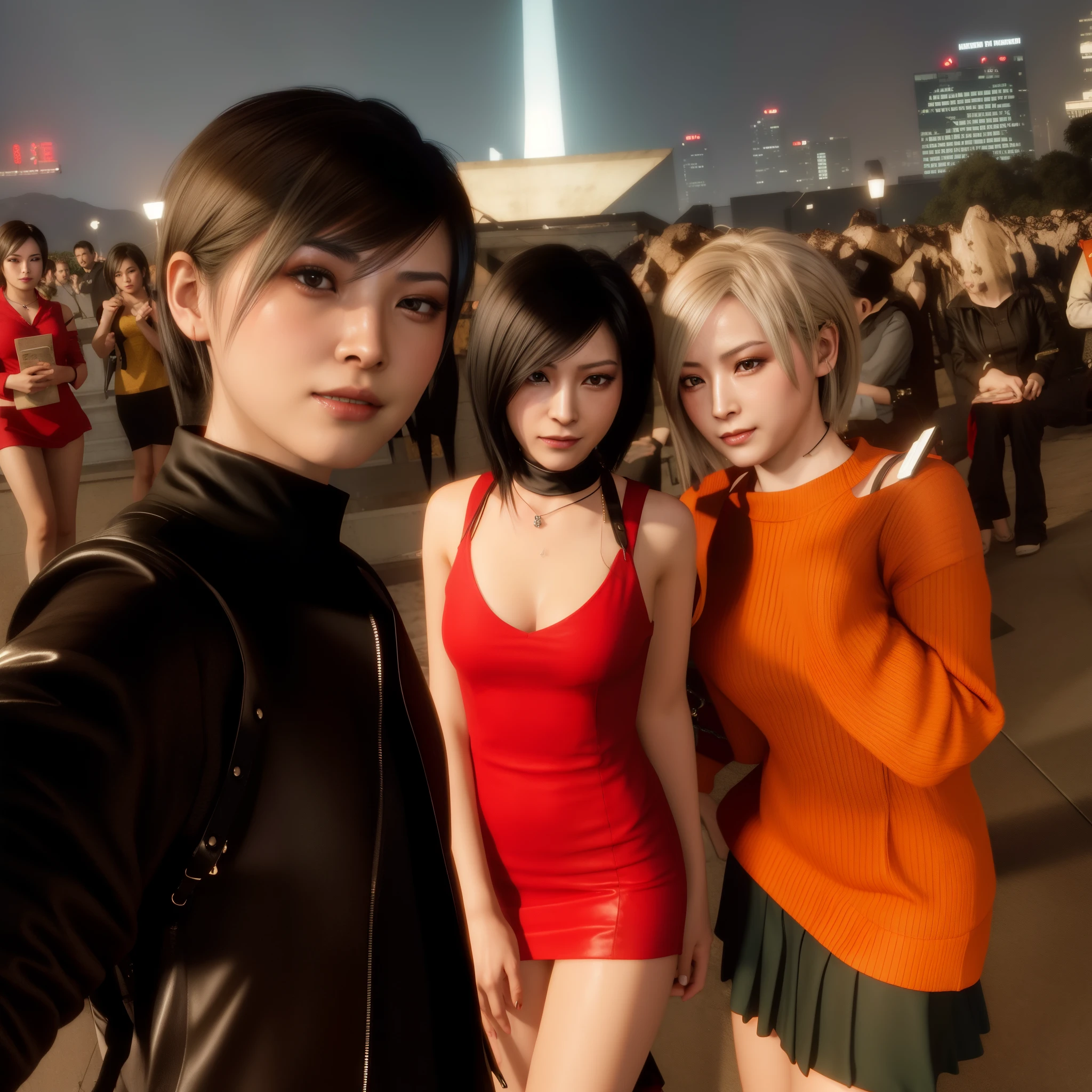 Ada wong, Red mini dress with Necklace ,smile