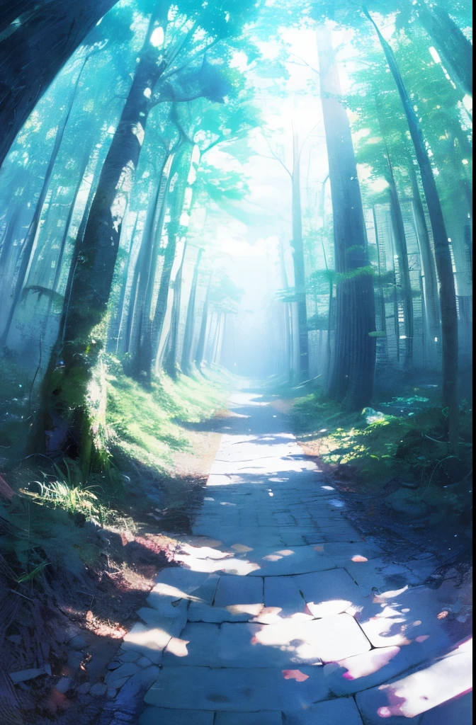 anime winter,absurderes,hight resolution,ultra - detailed,(No humans:1.3),BREAK,Creating images using the prism effect,Light refracts、Creates colorful、with a kaleidoscopic appearance。 BREAK , design an image with fisheye lens effect,Capture a wide field of view with a unique curved perspective。 BREAK,Capture forest trails,A towering tree,Dappled sunlight,Tranquil natural beauty。 BREAK , Drawing a monochrome world,Use black only、Shades of white and gray for depth,Emotional and compelling visual impact。