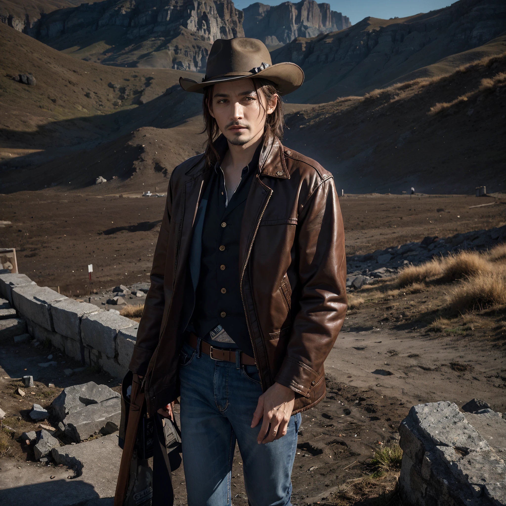 (best quality,4k,8k,highres,masterpiece:1.2),ultra-detailed,(realistic,photorealistic,photo-realistic:1.37)
A johnny depp with his face covered in a cowboy hat stands confidently in the middle of a mine field. His eyes reveal a sense of determination and his lips curl into a secret smile. The cowboy hat casts a shadow on his face, making his expression enigmatic. The hat itself is made of worn leather, showcasing its ruggedness and history.
The man is dressed in a faded denim jacket adorned with patches, a symbol of his adventurous spirit. He wears a worn-out pair of jeans, reflecting his resilience and willingness to take risks. The background shows abandoned mine carts and scattered tools, giving a glimpse of the harsh environment he finds himself in.
The image quality is impeccable, depicting the smallest details with precision. The colors are vivid, capturing the contrast between the vibrant blue sky and the earthy tones of the mine field. The lighting is dramatic, emphasizing the cowboy hat's shadow on the man's face, adding an air of mystery to the scene.
The overall artistic style is realistic, highlighting the man's rugged appearance and the harshness of the environment. The color palette leans towards warm tones with a hint of desaturation, giving the image a vintage feel. The lighting accentuates the man's features, creating depth and dimension.
This prompt aims to capture the essence of courage, resilience, and mystery. It invites Stable Diffusion to generate a high-quality image of Johnny Depp wearing a cowboy hat in a mine field, showcasing his fearless attitude and captivating presence.