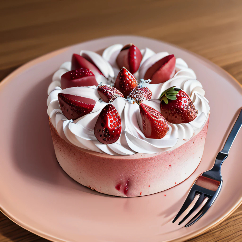 masutepiece, High quality, Best Quality, Strawberry Cream Cake, Photorealistic, mouthwatering