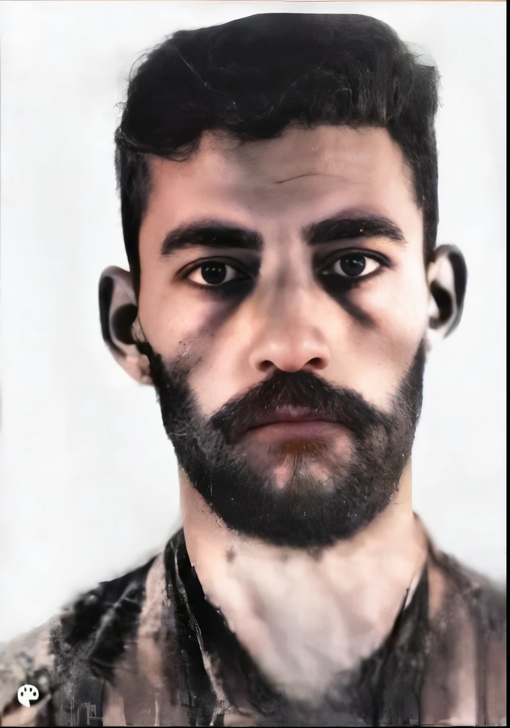 A Syrian man with a beard, a photograph, a realistic image