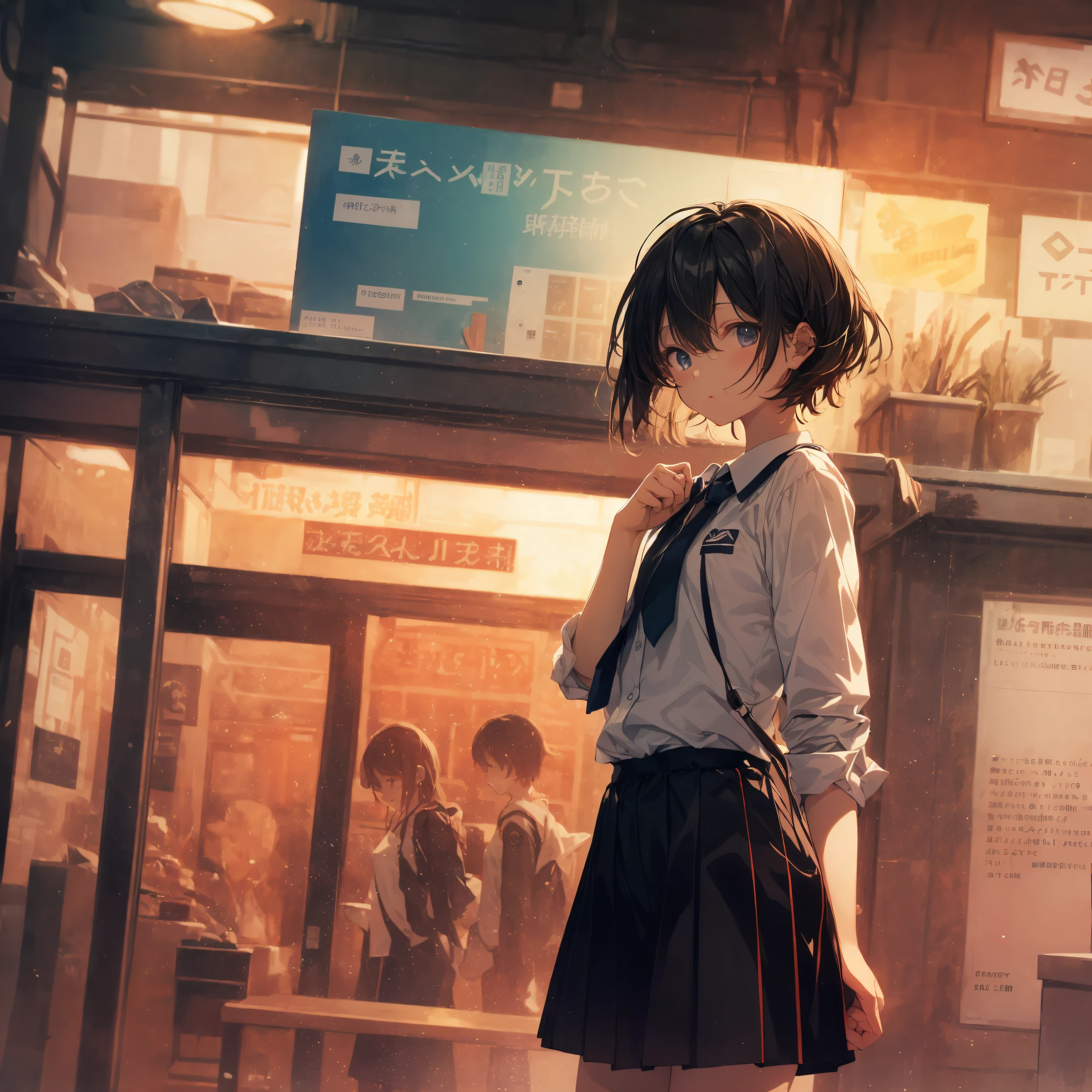 ((Top quality by Art God, Ultra-detailed, High resolution,super detailed skin,anime moe art style,Best Anime 8K Konachan Wallpapers,Pixiv Contest Winner,Perfect Anatomy)),BREAK, (Draw a girl sleepily walking to school. ),BREAK, 1girl is a cool beautiful girl, (Solo,Lori,child,13years:1.3),a junior high school student, Androgynous attraction, (Center part very short hair),hair messy, Forehead, Full limbs, complete fingers,flat chest, Small butt, groin, Small eyes,Beautiful detailed black eyes,Well-proportioned iris and pupils,disgusted eye, School uniform, Skirt,On the way to school. BREAK, The best lighting powered by AI, 8K, Illustration,