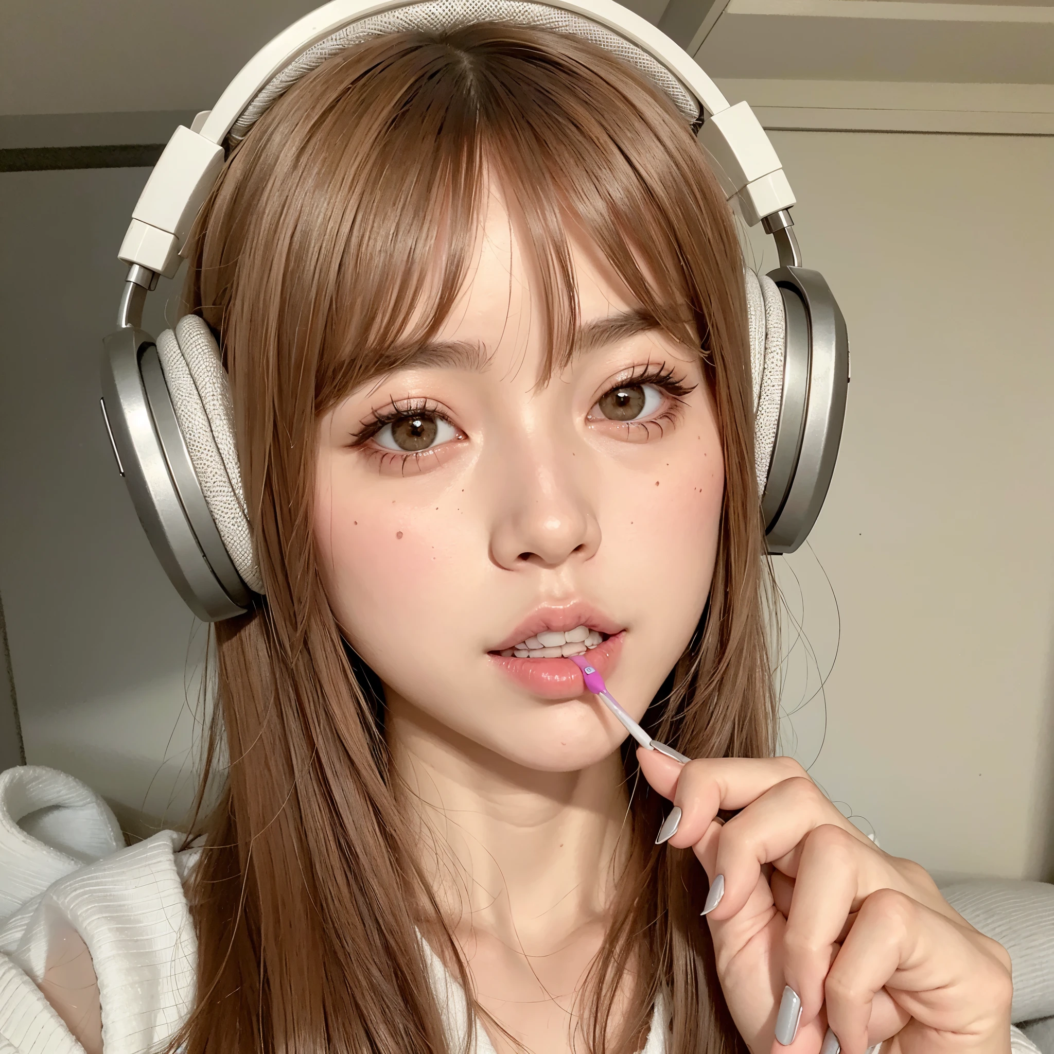 Japanese beautiful girl、-yeld jurl DJ Controller com Neon, Super bright music light. There is a TV screen behind her, (highest quality)), ((Very detailed)), ((masterpiece)), photograph,(DJ and headphones and microphone:1.4),(Completely naked、Full nudity、Very beautiful breasts、Beautiful cherry-colored areola、Erect nipples、Small butt、Shaved)、 Vibrant performances (Music Festival:1.2) and (Lively crowd:1.1) and (Colorful stage lighting:1.1). Completely naked、All Nude