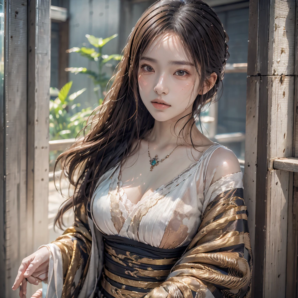 8K, Best Quality, masutepiece, Ultra High Resolution, (Realism: 1.4), Original photo, (Realistic skin texture: 1.3), (Film grain: 1.3), (Selfie angle), 1 girl, Beautiful eyes and face details, masutepiece, Best Quality, close-up, Upper body, Looking at the viewer