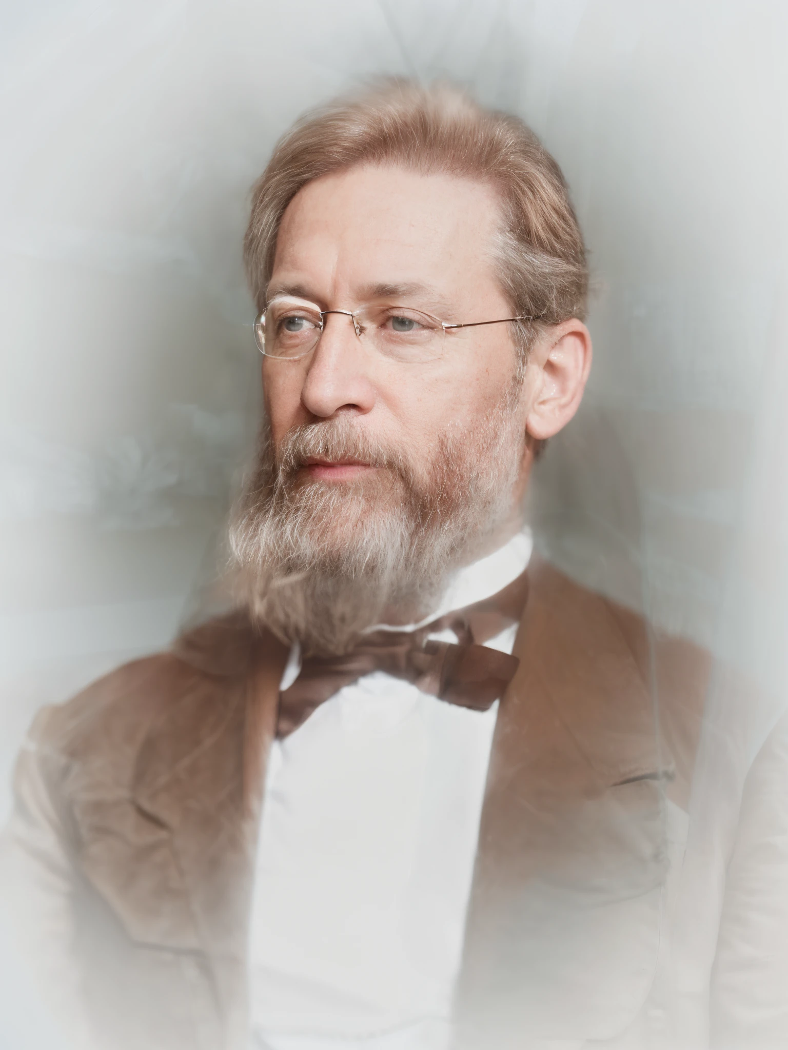 (highres,4k,8k,ultra-detailed,realistic),(portrait,photo-realistic)(55-year-old man),(traveler clothing),(standing in the forest),(natural skin),(grain film),(Fujifilm XT3)