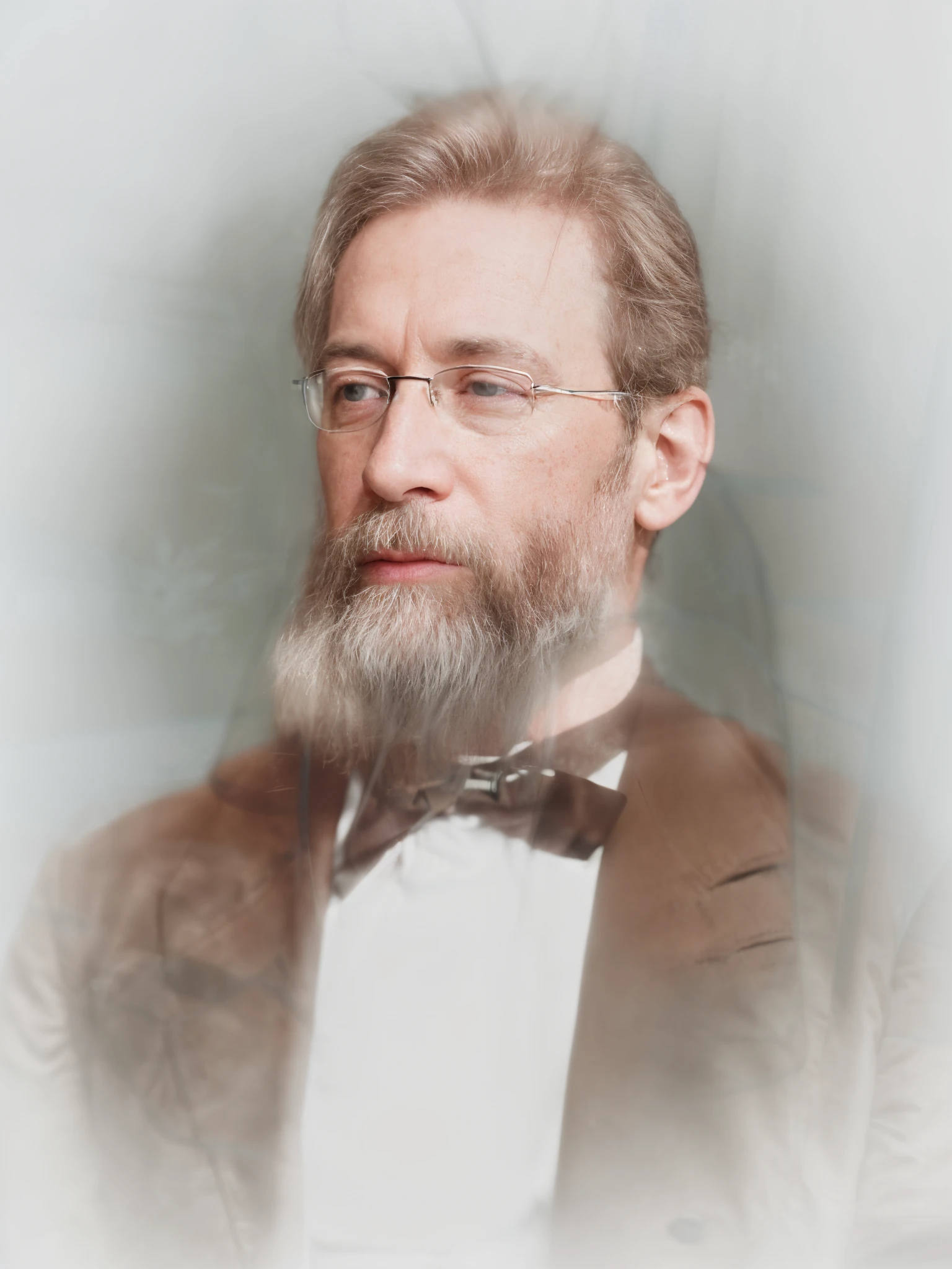 (highres,4k,8k,ultra-detailed,realistic),(portrait,photo-realistic)(55-year-old man),(traveler clothing),(standing in the forest),(natural skin),(grain film),(Fujifilm XT3)