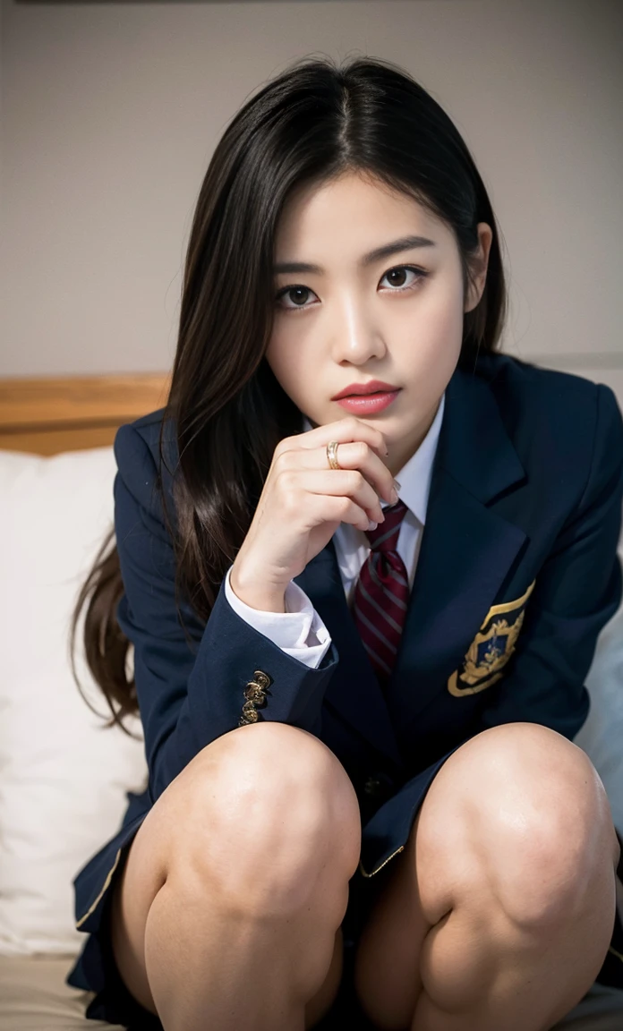 ulzzang -6500-v1.1, (Raw foto:1.2), (Photorealsitic:1.4), a beautiful detailed girl, extremely detailed eye and face, beatiful detailed eyes, Ridiculous, unbelievable Ridiculous, huge filesize, ultra-detailliert, hight resolution, ighly detailed, top-quality, ​masterpiece, Kemomimi, ((White muffler)),(((navy blue japanese girl' High School Uniform))), illustratio, ighly detailed, nffsw, unification, 8k wallpaper, astonishing, finely detail, ​masterpiece, top-quality, Highly detailed ticker uniform 8K wallpaper, face lights、Cinematographic lighting、５People Girls、sixteen years old、(witheout panties)、((dynamicposes)))、(camel's toe)、(half)、、(Crooked knees and legs sitting))