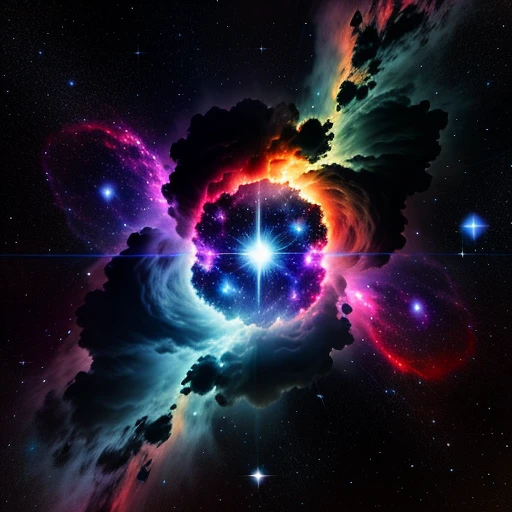 Nahaufnahme eines Sterns in der Mitte einer Galaxie, Der Nebel explodiert, Epischer Nebel, leuchtender Nebel, Dramatischer, powerful fog, Kosmische Nebel, dramatischer Sonnenuntergangsnebel, Ein Nebel, der heftig explodierte, Nebel im Universum, Weltraumnebel, Sternenwolke, The beautiful nebula was born, Explodierender Nebel, Nebelwolken, Bunter Nebel, Nebel am Himmel,bunter