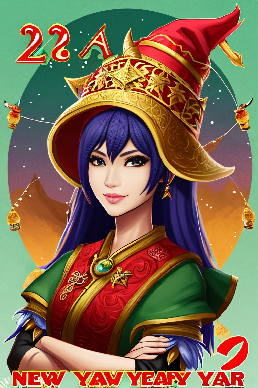 Naga women, dnd character, new year hat,