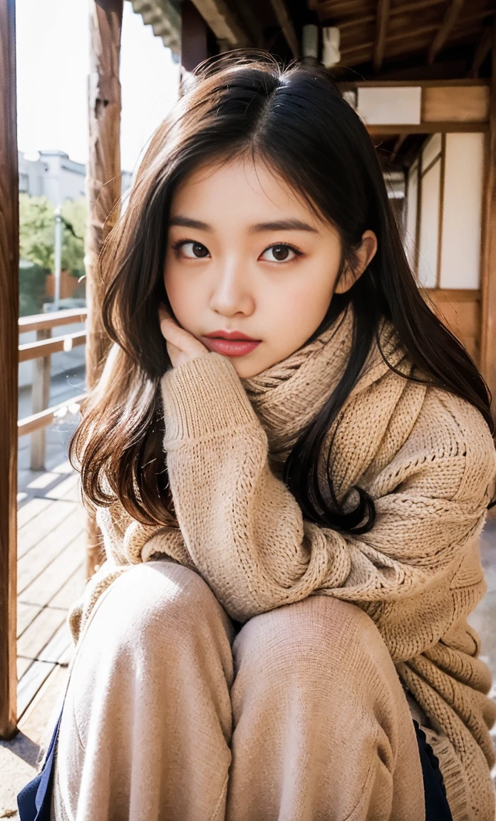 ulzzang -6500-v1.1, (Raw foto:1.2), (Photorealsitic:1.4), a beautiful detailed girl, extremely detailed eye and face, beatiful detailed eyes, Ridiculous, unbelievable Ridiculous, huge filesize, ultra-detailliert, hight resolution, ighly detailed, top-quality, masterpiece, Kemomimi, ((bury your face in your scarf)), (((Japan schoolgirl uniform))), illustratio, ighly detailed, nffsw, unification, 8k wallpaper, astonishing, finely detail, masterpiece, top-quality, Highly detailed ticker uniform 8K wallpaper, face lights、Cinematographic lighting、1girl in、sixteen years old、(witheout panties)、((dynamicposes)))、(camel's toe)、(half)、(Crooked knees and legs sitting))
