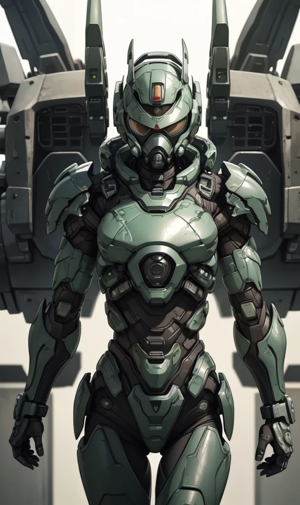 Textured skin, Super Detail, high details, High quality, Best Quality, hight resolution, 1080p, hard disk, Beautiful,(War Machine),beautiful cyborg woman,Dark Green Mecha Cyborg Girl,Battle Mode,Girl with a Mecha Body,She wears a futuristic war machine weapon mech、Very Shorthair、sexy eye、sweaty brown eyes、Sweaty face、troubled look a gas mask (take off full face) (hand-to-hand combat) Steam from the head Countless wires from the back (Carrying an oxygen cylinder on your back)