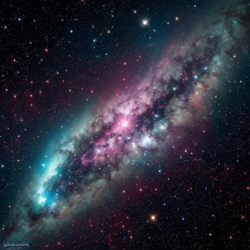 A stunning nebula, illuminated by vibrant hues of blues, purples, and pinks. This image captures the ethereal nature of interstellar clouds and sparks curiosity about the birth and evolution of stars.
