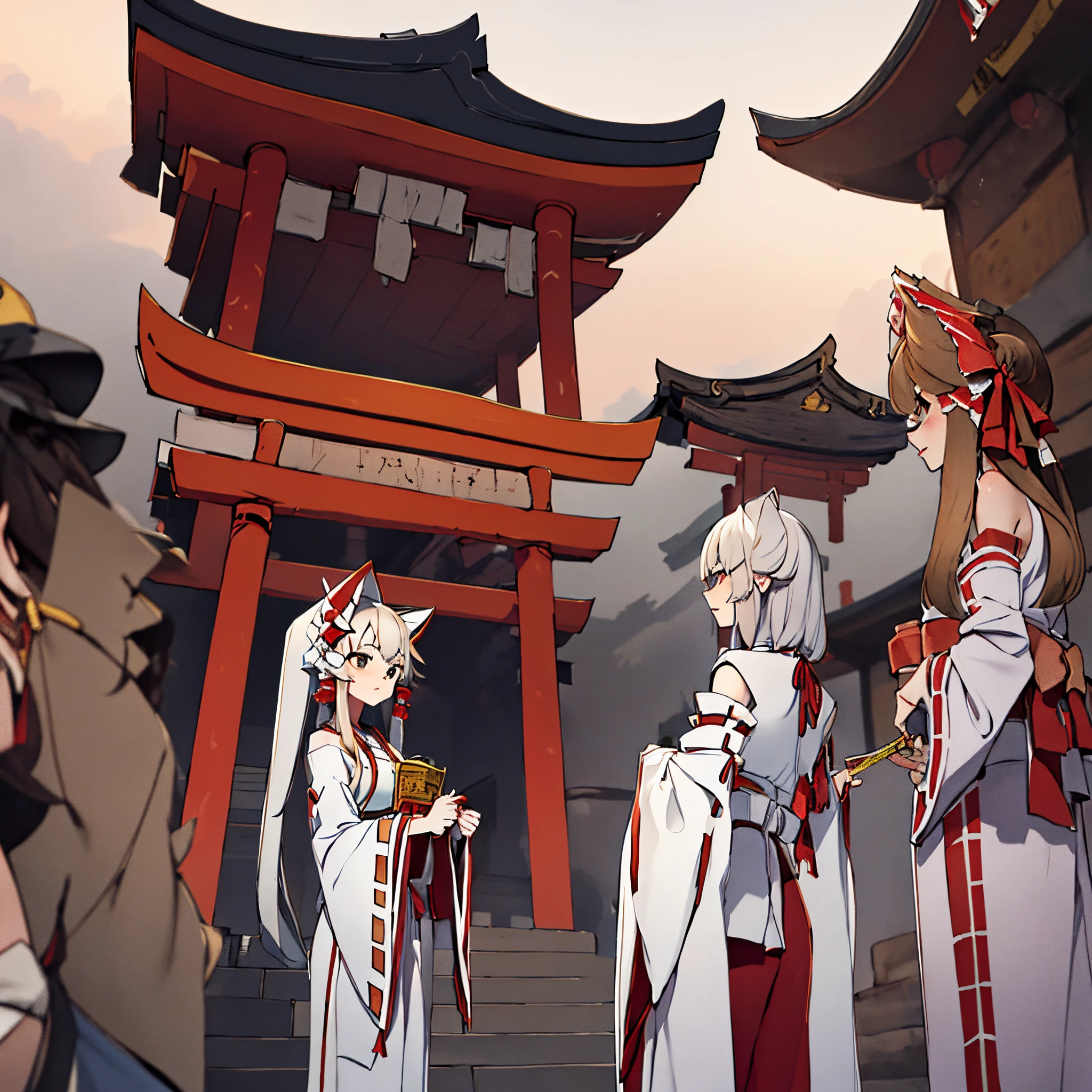 Next to the torii gate of the temple,There stood a witch wearing red and white trousers,Her name Reimu Hakurehe's a human miko from Gensokyo.,