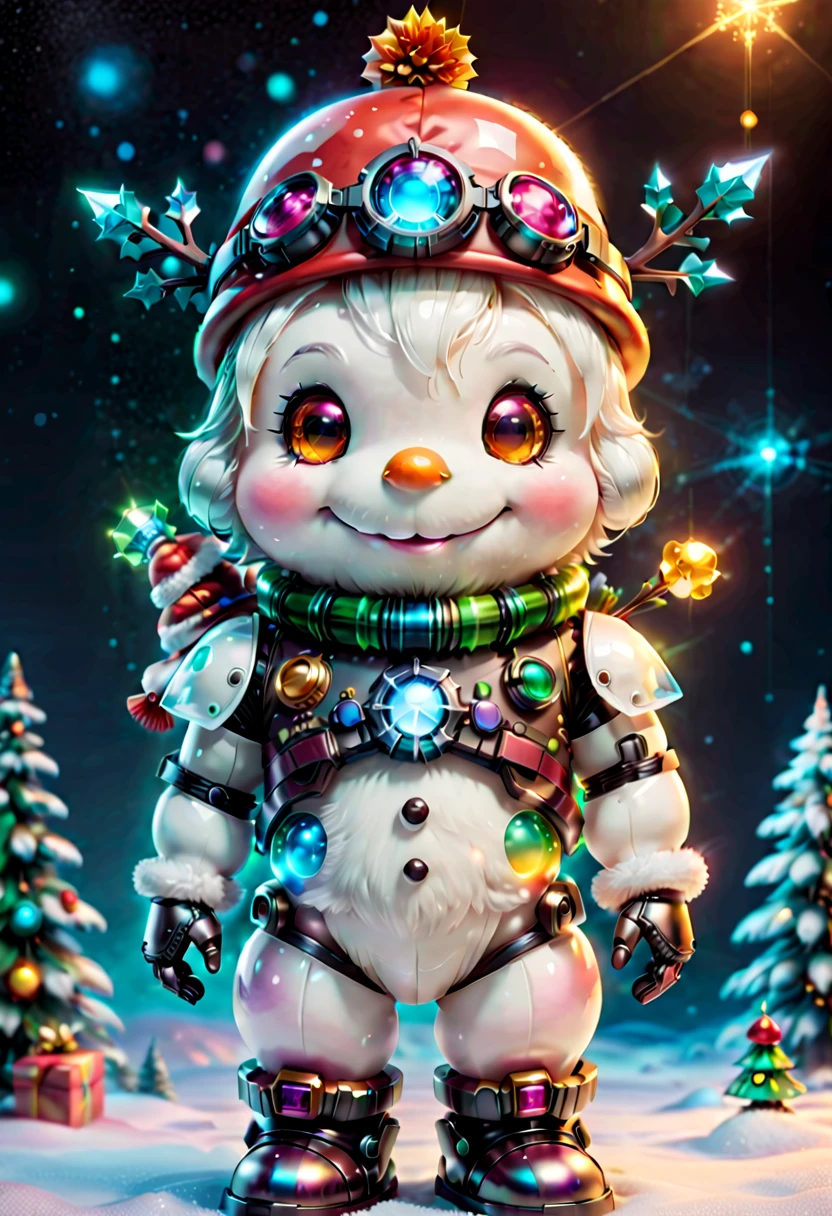 (Blind box toy style:1.2),(Full body photo),1 Transparent Cute Christmas Snowman,Transparent mech,Exquisite Christmas hat:1.2,Luminous goggles:1.2,cyber punk perssonage,Dreamy glow,ren,white backgrounid,(globalillumination,Ray traching,HDR,Unrealistic rendering,Rational design,high detal,tmasterpiece,best qualtiy,hyper HD,cinmatic lighting)