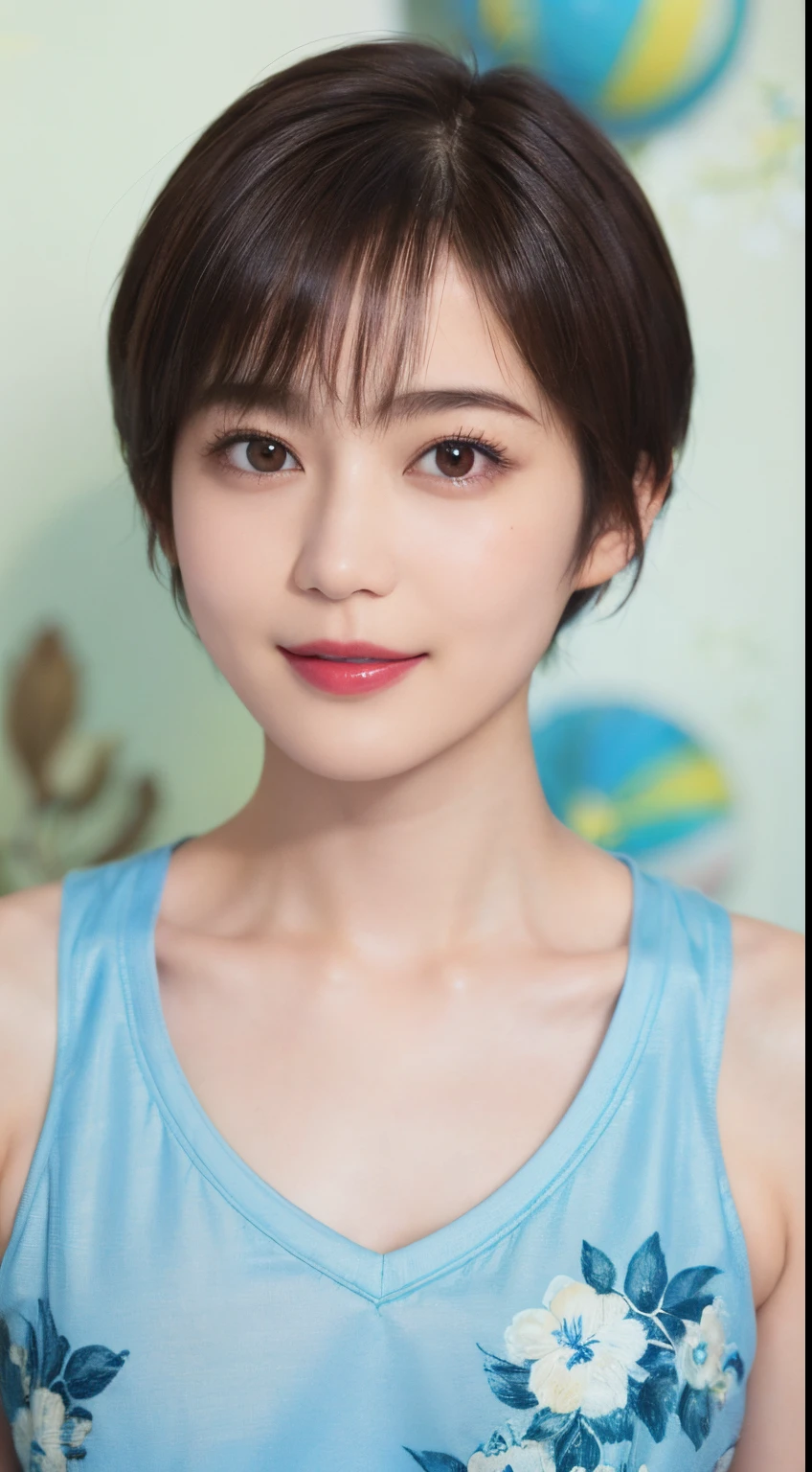 130
(a 20 yo woman,Wearing sportswear), (A hyper-realistic), (high-level image quality), ((beautiful hairstyle 46)), ((short-hair:1.46)), (Gentle smile), (breasted:1.1), (lipsticks), (Large room), (florals), (Painterly)