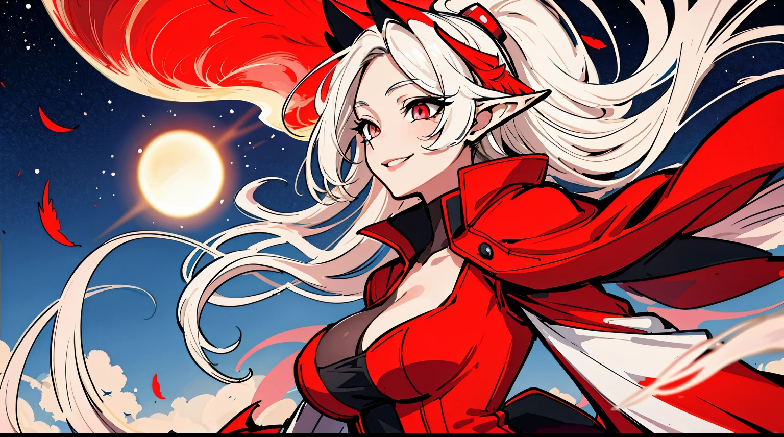 ((tmasterpiece:1.4,Best quality at best))+,(hyper-detailing)+,(Ultra-detailed eyes)+,(winged ears:1.5),
(cute girls),15year old,(Crimson pupils:1.15),Long dark blond hair,long braid,Bushy hair(wariza:1.2),pale-skinned,lusty smile,red rhombus crystal,red bird feathers,Empty eye blood-red lips
(She wore a conservative red and yellow bird feather coat,Black case,:1.5),(Starry Sky Cloak:1.4)The sleeves are extra-long,red bird feather headdress ram hair,baiyun,A sea of red leaves and vines,Dream about nails without bubbles,sun crown,red apple,Red Lotus,leather clothes,Deadwood Crown Black Gauntletird Feather:1.1),
(dawn light:1.2),
(Thick black and white:1.16),(depth of fields:1.4),Complicated details,color mixing,Detailed route,Excellent,super detailing,The content very detailed,(hight contrast:1.11),ventania,Amazing Cleavage,beautidful eyes,messy hair,(best illuminate,Extremely Delicately Beautiful), ((movie light lighting)), (seen from the side:1.3),8K,tmasterpiece,Best quality at best,cinematic Film still from,1 plump girl,floating in sky,Intertwined clouds,clouds,(closeup cleavage:1.1),bright,cheerfulness,Interesting,gentlesoftlighting,(bauhause,shape,line engineering,Abstract:1.1)offcial art, Unity 8k壁纸, ultra - detailed, Beautiful and beautiful, tmasterpiece, Best quality at best, (dynamic angle:1.4),romantic depth of field exotic_dance,PerfectNwsjMajic,(tmasterpiece,quality,Best quality at best,offcial art,Beauty and aesthetics:1.2),The content very detailed,rich colourful,highest details,