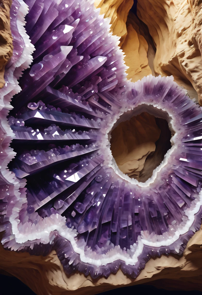 Huge amethyst geode, amazing amethyst geode, geode, Druze Geode, Amethyst, wonderful mineral art，Stunningly detailed,  8K,Fantasy cave walls made of mineral crystals，covered with precious crystals, crystal cluster， s fractal art，subsurface, exploration, Glowing crystal, fluorite crystal,associated mineral crystals , Enigmatic Atmosphere, Sparkling crystals, Natural Crystal, sparkling reflections, underground lake, Hidden treasure, mineral structure