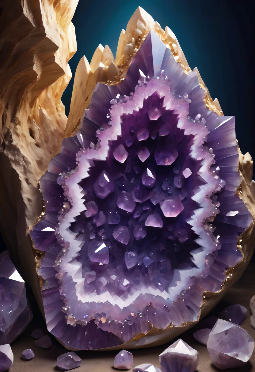 Huge amethyst geode, amazing amethyst geode, geode, Druze Geode, Amethyst, wonderful mineral art，Stunningly detailed,  8K,Fantasy cave walls made of mineral crystals，covered with precious crystals, crystal cluster， s fractal art，subsurface, exploration, Glowing crystal, fluorite crystal,associated mineral crystals , Enigmatic Atmosphere, Sparkling crystals, Natural Crystal, sparkling reflections, underground lake, Hidden treasure, mineral structure