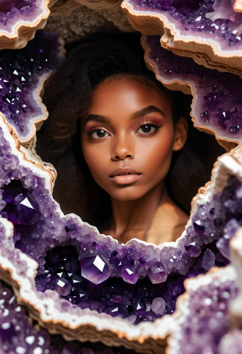 Girl in amethyst geode