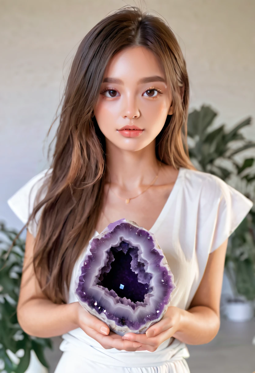 Girl in amethyst geode