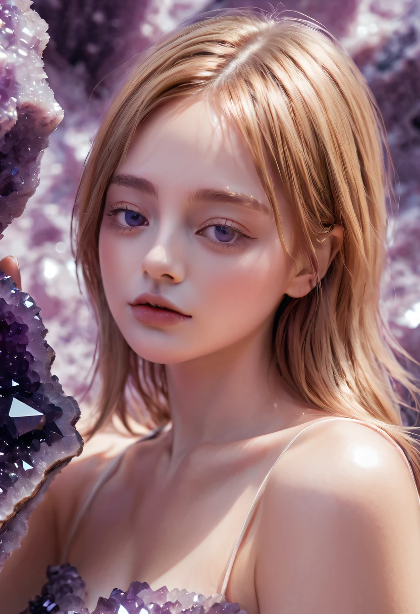 Girl in amethyst geode