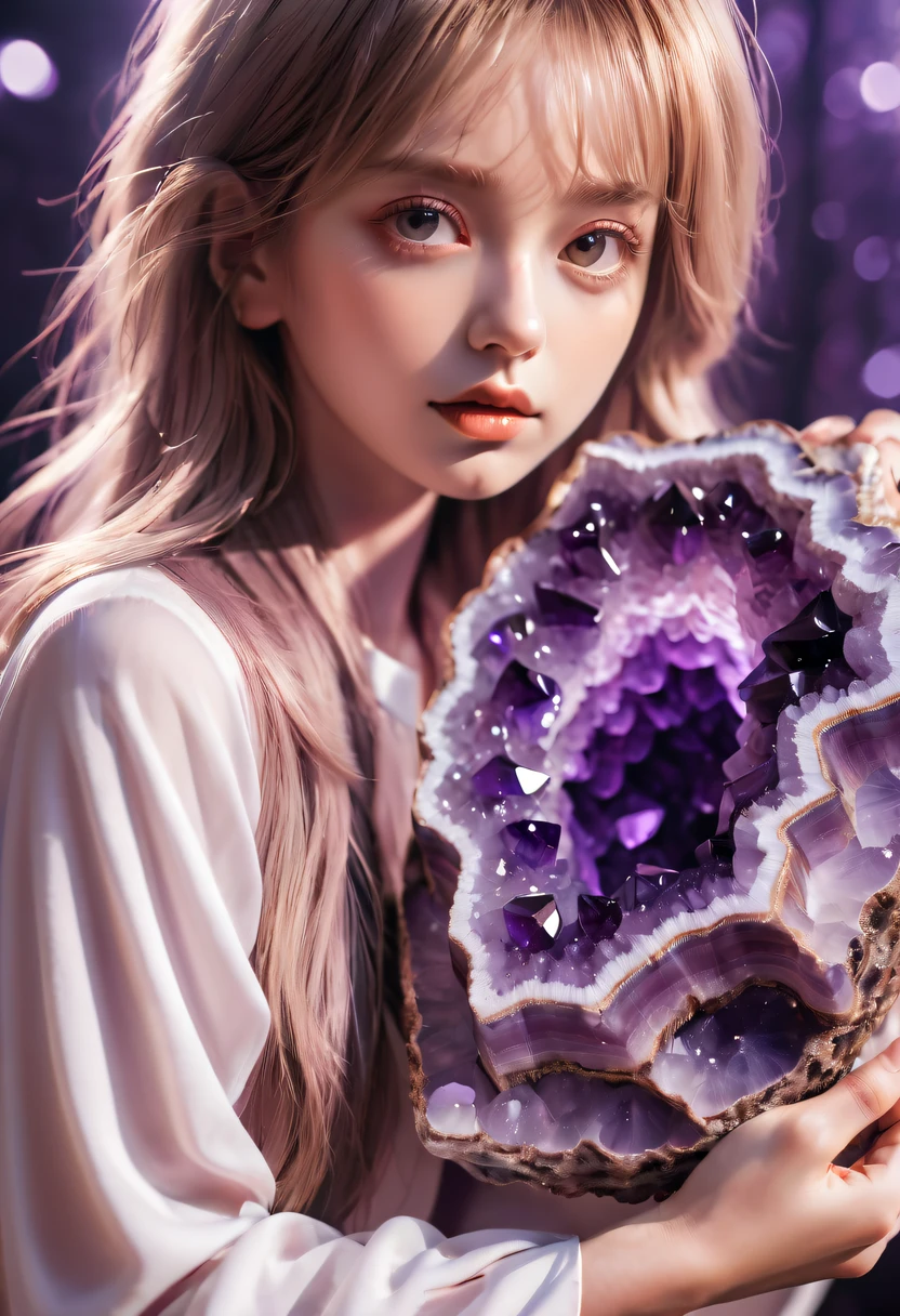 Girl in amethyst geode