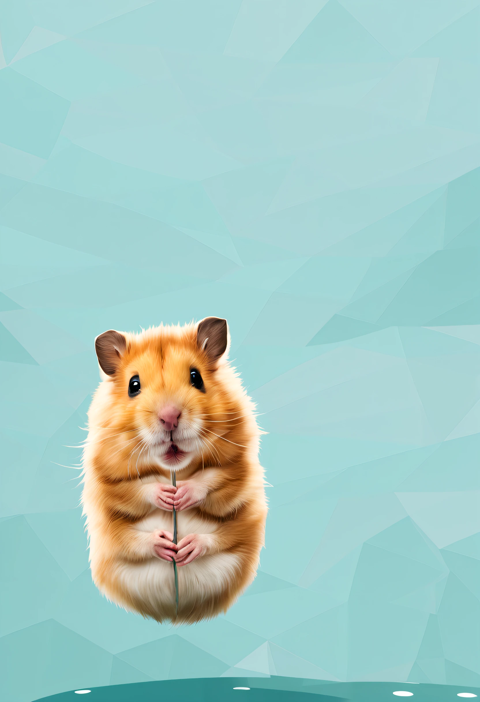 cute hamster in the water with thick line, white background