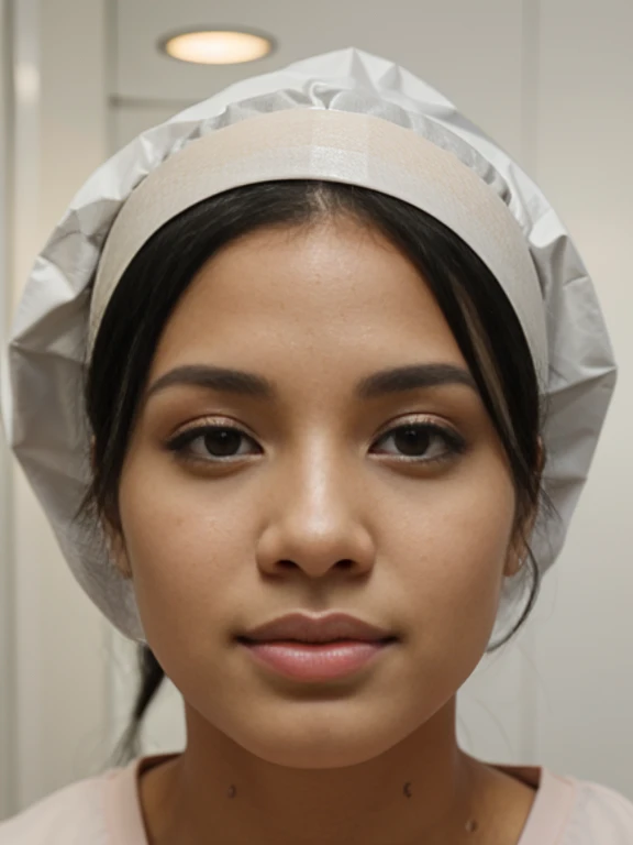 Beautiful face, surgery nose, black hair , light skin