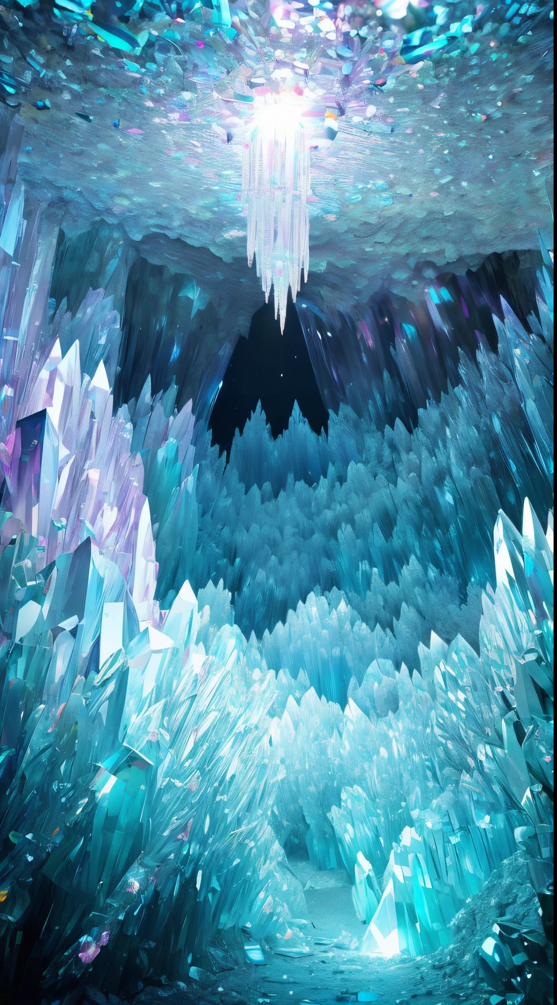 Fantasy cave walls made of mineral crystals,covered with precious crystals, crystal cluster,subsurface, exploration, Stibnite crystals,Glowing crystal, fluorite crystal,associated mineral crystals , Enigmatic Atmosphere, Sparkling crystals, Natural Crystal, sparkling reflections, underground lake, Hidden treasure, mineral structure,(Best quality,ultra - detailed,Best Best Illustration,The best shadow,tmasterpiece,A high resolution,),hyper realisitc,