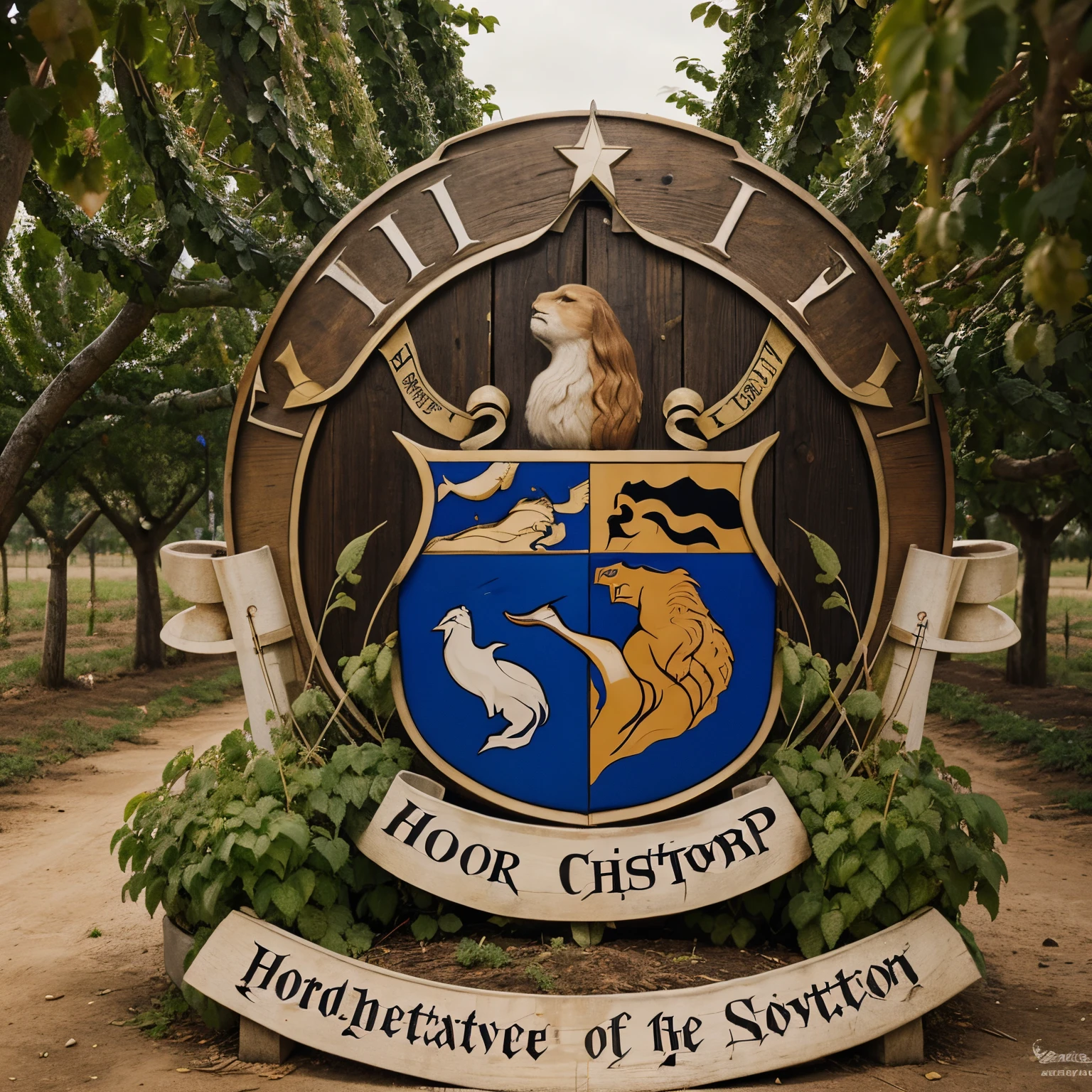 Create a coat of arms that has to do with hop plantation