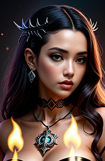 uma mulher sentada em um trono cercado por caveiras e velas, Necromante bonito, Artgerm Julie Bell Beeple, menina necromancer bonita, menina bonita necromante, arte de terror de fantasia, arte de fantasia de terror, arte de terror de fantasia sombria, por Yang J, Artgerm e RossDrew, Deusa da morte, Epic fantasy art style