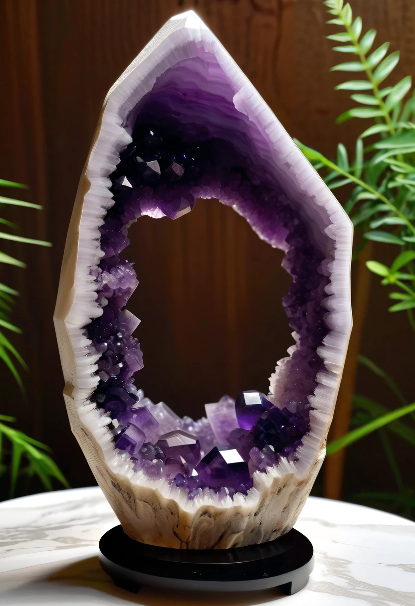 Brazilian Amethyst Cave,round or oval,Empty,desktop accessories,Weird Mineral Art,