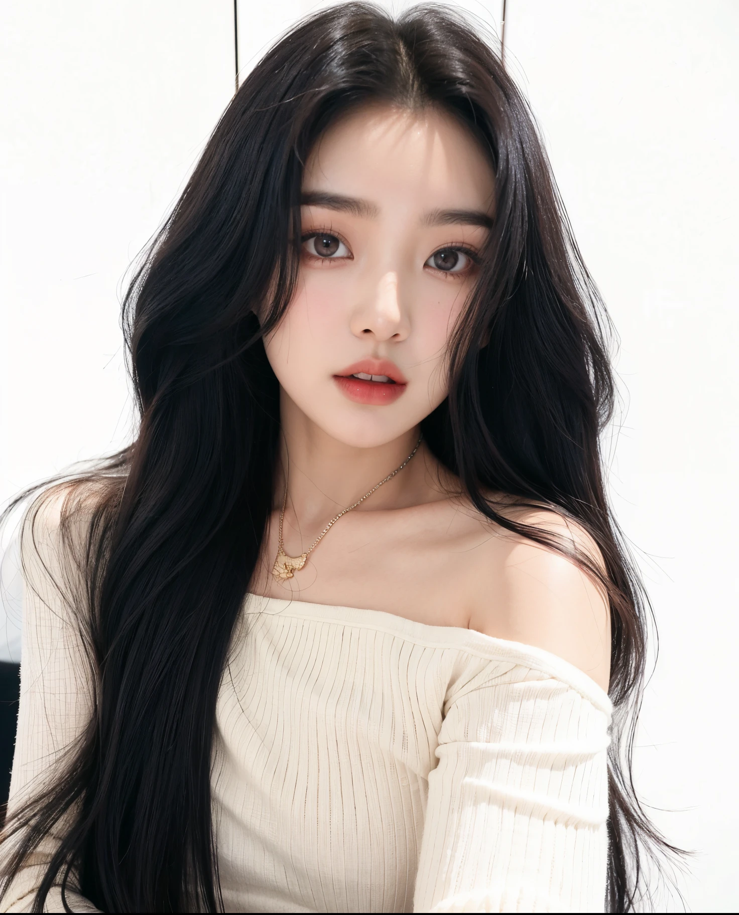 Asian woman with long black hair and a white blouse, Hermosa mujer surcoreana, Hermosa joven coreana, Hermosa joven coreana, ulzzang, Chica coreana, Jaeyeon Nam, Heonhwa Choe, Lee Ji - Eun, Lee Ji-eun, Jinyoung Shin, Mujer coreana, dilraba dilmurat, con el pelo largo