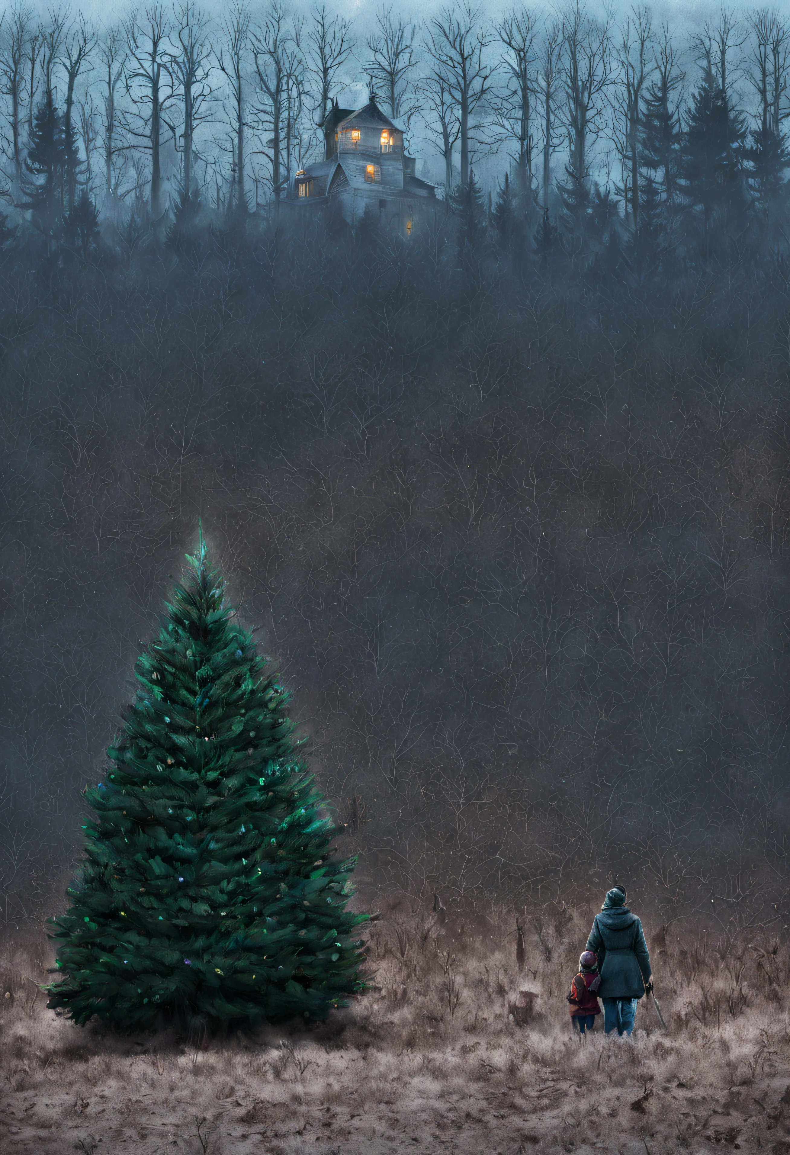 The Haunted Christmas Tree Farm:
A family decides to cut down their own Christmas tree from a remote tree farm. Little do they know, the land was once the site of a gruesome murder, and the spirits of the victims still haunt the area. The family brings the tree home, unknowingly inviting the vengeful spirits into their house.