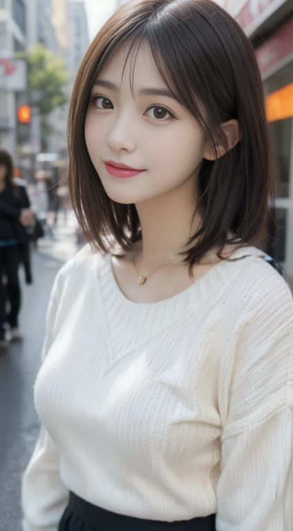 White knitted sweater