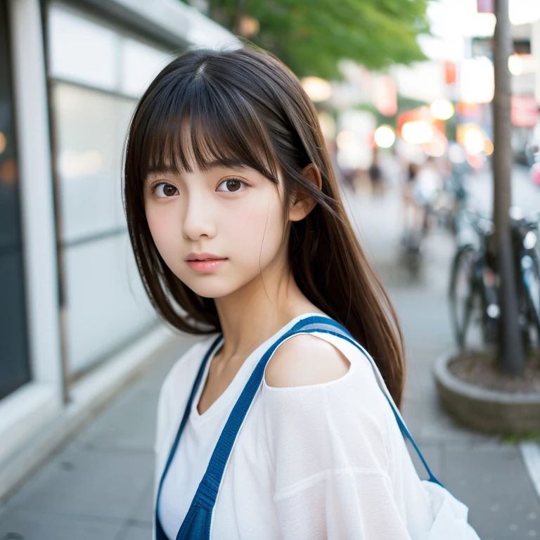 An ultra-high picture quality、Perfect Photo、japanes、Japanese female model、ars、a beauty girl、white backgrounid、fullllbody、Narrow-eyed、large mouth、the wind、The upper part of the body、