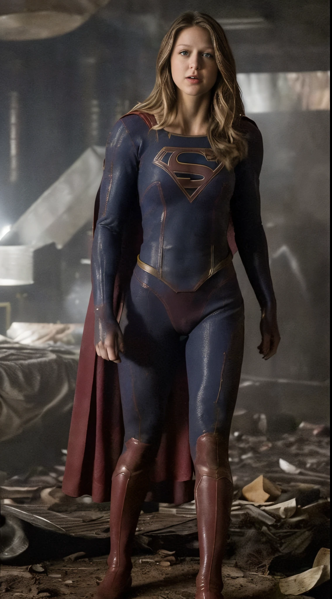 (( photo of  Melissa Benoist )) ( tall woman, sexy, (random photo, full body shot) ) [detailed sexy skin texture, attractive texture, detailed  environment, stunning sexy woman] ( supergirl, (bruise, dirty, torn clothes, blood), ( detailed realistic environment, dark atmosphere) (detailed textures) (( perfect body parts, detailed facial features, (ultra photorealistic)  85mm, 100mm lens ))