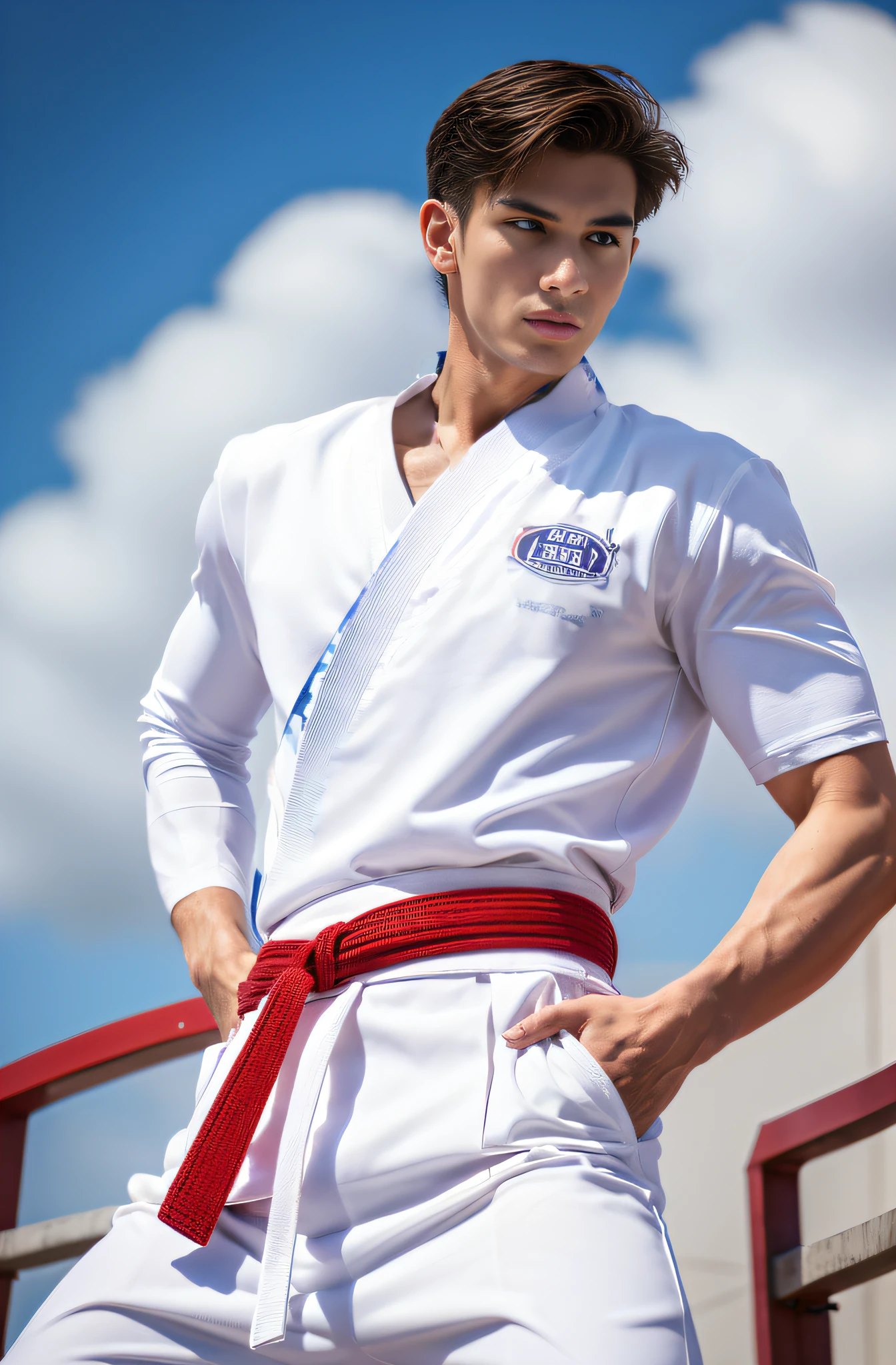 Painting a white karate uniform with natural colors