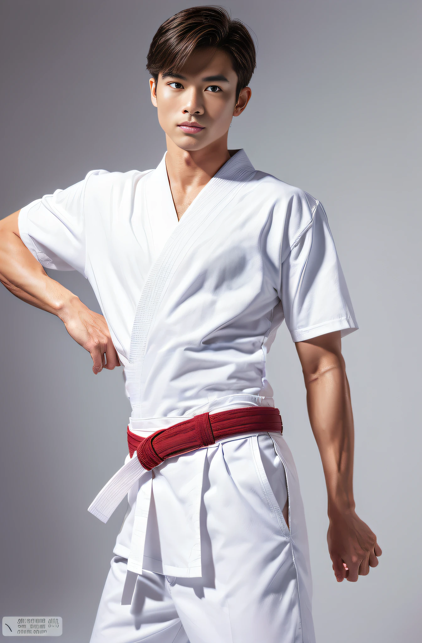 Painting a white karate uniform with natural colors