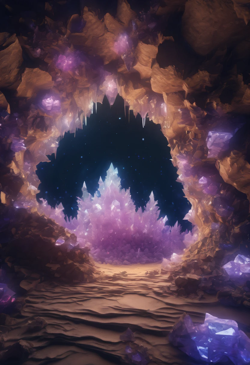 Fantasy cave walls made of mineral crystals,covered with precious crystals, crystal cluster, s fractal art,subsurface, exploration, Glowing crystal, fluorite crystal,associated mineral crystals , Enigmatic Atmosphere, Sparkling crystals, Natural Crystal, sparkling reflections, underground lake, Hidden treasure, mineral structure