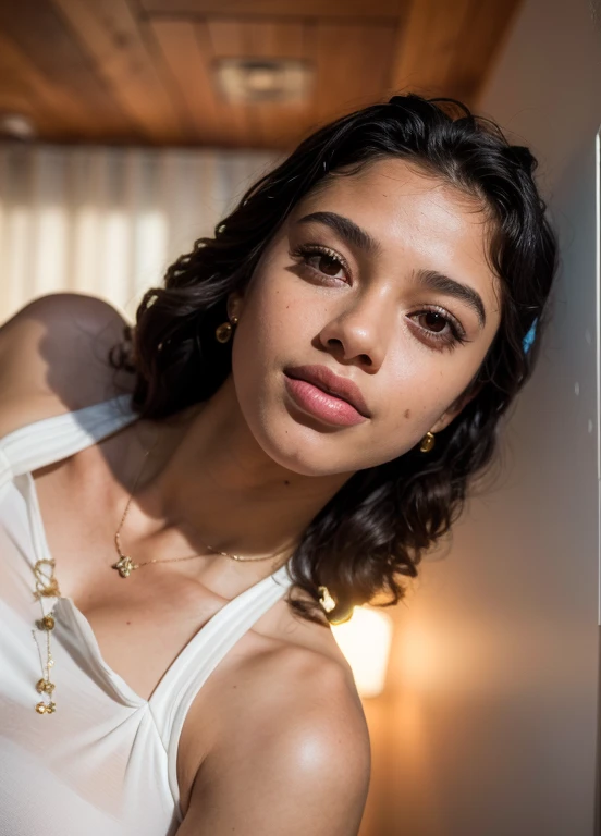 there is a woman in a black blouse posing for a photo, No estilo de Petra Collins, Tessa Thompson inspirada, foto do perfil, foto de perfil, Retrato Sophie Mudd, Poarch bonito, foto de perfil headshot, imagem de perfil, brilhante, y2k aesthetic, y 2 k aesthetic, rosto perfeitamente iluminado, Parece Fabiula Nascimento, Album art