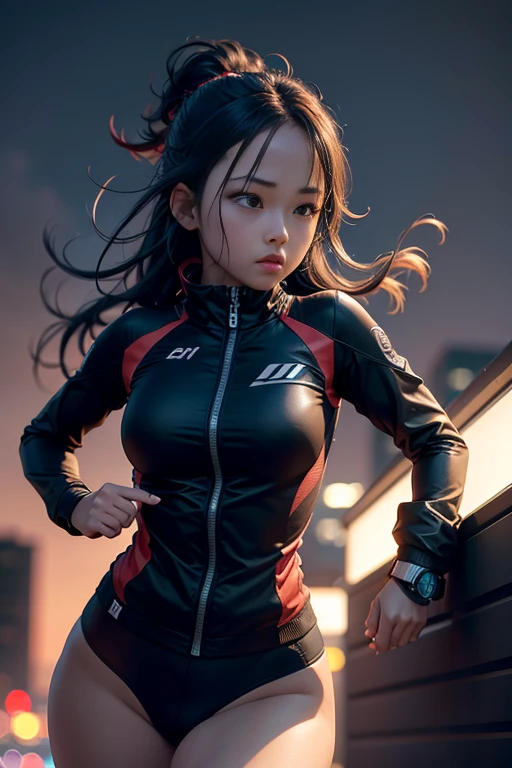 RAW image quality、8K分辨率、Ultra-high-definition CG images、Top image quality, 电影灯光, octan render, ultrasharp, 1girl in, japanes, embarassed face, glowy skin, Detained fugitives, Running figure, Brown hair, short-cut, Full body white pilot suit:1.3, cleavage of the breast, cyberpunked, Night sky with countless stars twinkling, Shining Milky Way, Heavy rain:1.3, Ruins, Laser beam attack, big explosion:1.priest of fire:1.2, A city engulfed in flames, floods, wetting hair:1.5, wetted skin:1.5, puddle, Detailed eyes, detailed skin textures, cammel toe, Detailed CG image quality, 8mm fisheye lens, Angle looking up from below:1.2, (Full Body Angle), The whole body is soaking wet, Fast shutter speed,