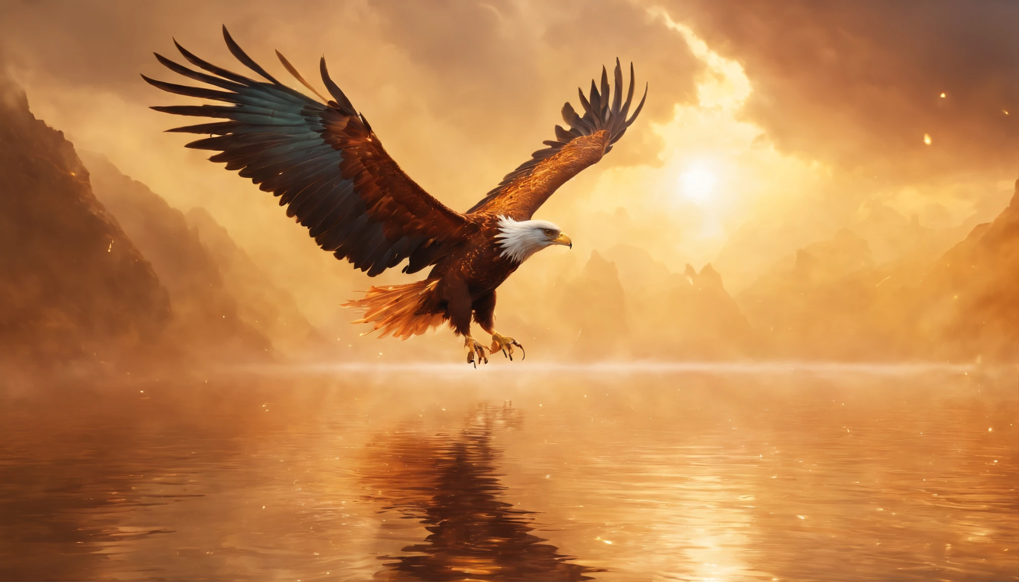 A phoenix with feathers ablaze soars through desolate darkness, trailing smoldering cinders. Tangled within molten plumage are remnants of broken chains, scripts of limiting beliefs, ashes of an outgrown identity.
It circles through storm clouds with eyes closed, wrestling turbulence within its mind, shedding memories that try to define its imposed limits. Talons tightly clutch an hourglass frozen mid-spill. Wings stretched outward reach for unseen currents to direct its uncertain flight.
Piercing cries echoing from its metallic beak call out for clarifying guidance while navigating the mystifying psychic terrain. Till finally, ascendant rays part the boiling mists to reveal an oasis of emerald palms and healing crystalline waters awaiting below.
There the fiery bird alights at long last, dissolving completely into the reflecting pool that held visions of its truest self now awakened. Emerging rippling outward, the phoenix rebirths anew from once simmering waters - gleaming bold and gold, crowned by sparks it manifested from friction of its long turbulent quest inward.
So in regal resplendence it takes back to limitless skies on majestic outstretched wings, fearless and unchained, boldly burning trails toward horizons of liberated destiny. Behind it unfolds in radiance the illuminated map it forged, a blazing skyward stairway for kindred spirits to find and claim their sovereign way home.