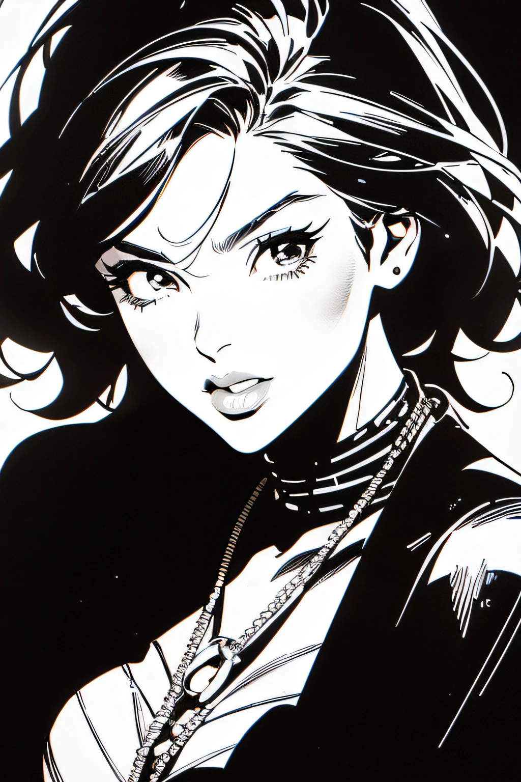 Jimenez&#39;s black and white drawing,Steranko, 1girl in,Adorable,extremely detailed eye,extra detailed face,very detail hair,8K,resolution,