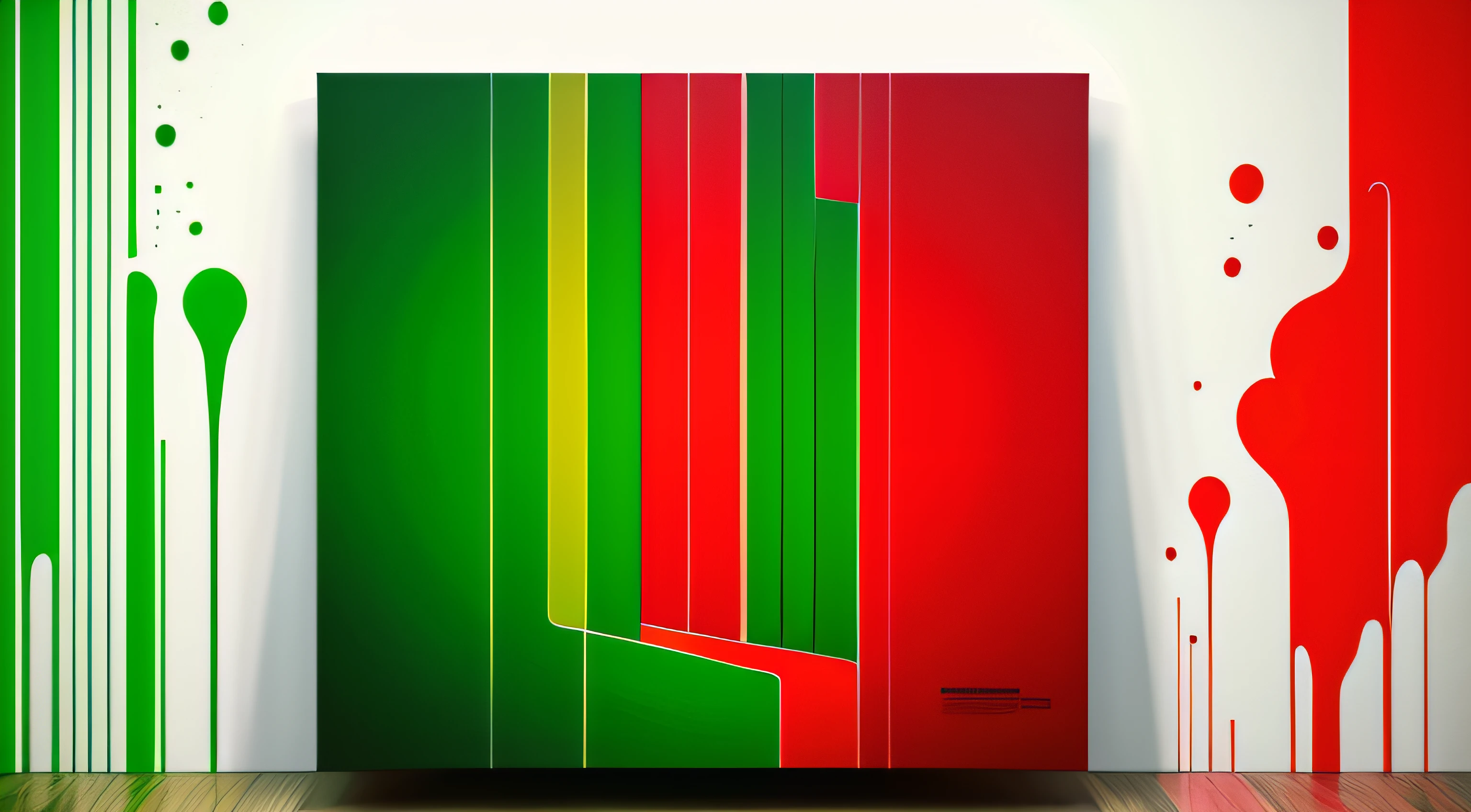 Contemporary Painting, Bright colors, ""contemporary"" in a fashionable way, picture for the cover of a printed publication, white-red-green color scheme